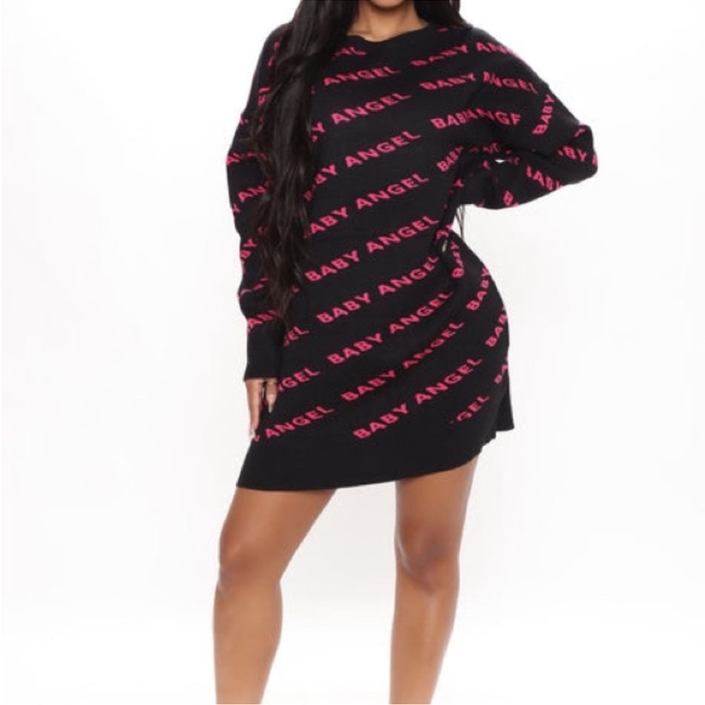 AKIRA Black and Pink Long Sleeve Dress